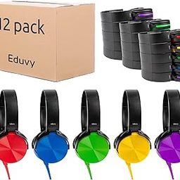 Bulk Headphones for Classroom, 12 Pack Durable Wired School Headphones for Students. Teacher Must Haves Supplies from Elementary to College (Mixed Color)-23