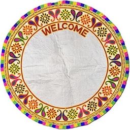 qweiops Bride's and Baby Welcome Handwork Cotton Traditional Kutchi Work Embroidered and Tread Work Kanku Pagla Rumal with Care Bag Pack of 1 (Round)-image-81