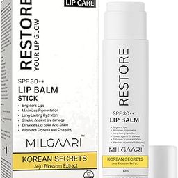 Milgaari Korean Lip Balm With SPF 30++ Brightening Lip Balm For Dark, Pigmented, Dry, Flaky Lips With Vitamin C & Jeju Blossom Extract | Sun Damage and Discoloration | For Women & Men - 4 gm-image-47