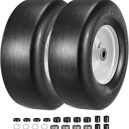 MaxAuto Set of 2 13x5.00-6 Flat Free Smooth Tire w/Steel Wheel for Residential Riding Lawn Mower Garden Tractor(3.25"Centered Hub - Hub Length 3.25"-5.9" with 3/4" Sintered iron Bushing)-image-11