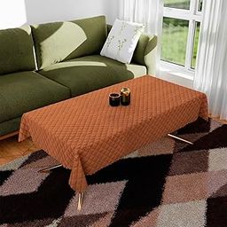 Kuber Industries Center Table Cover | Velvet Table Cover | Quilted Center Table Cover | Reusable Cloth Cover for Table Top | Table Protector Cover | 40x60 Inch | Brown-image-8
