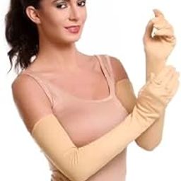 ayushicreationa Women’s and Girl’s Cotton Hand Gloves for Summer Sun Burn Bike Riding and Outdoor Travel Free Size-1 Pair of Gloves (Beige)-image-63