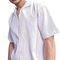 Men's Cotton Half Sleeve - Oversized Fit Shirt with Cuban Collar || (in, Alpha, L, Crystal Charm (White))-picture-21