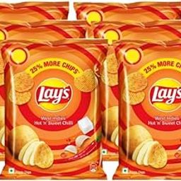 Lays Hot and Sweet Chilli Potato Chips, 12g,Pack of 6-image-27