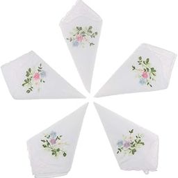 5pcs Womens White Flower Embroidery Cotton Lace Handkerchiefs Hanky 01 Clothing Shoes & Accessories | Womens Accessories | Scarves & Wraps-image-74