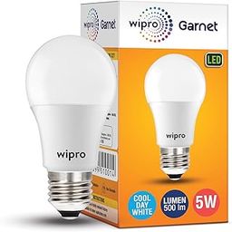 wipro Garnet 5W LED Bulb for Home & Office |Cool Day White (6500K) | E27 Base|220 degree Light coverage |4Kv Surge Protection |400V High Voltage Protection |Energy Efficient | Pack of 1-18