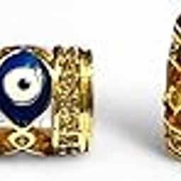 Evil Eye Charm Beads for Jewelry Making – Pack of 2 | Gold-Plated Spacer Beads with Blue Enamel for Bracelets, Necklaces, DIY Accessories | Protection & Style Gift (Cylinder Shape)-image-67