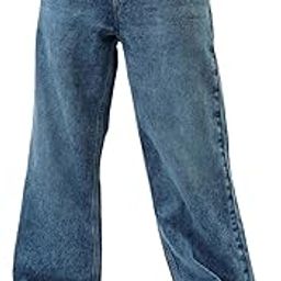 Women's High Rise Denim Solid Wide Leg Jeans-image-46