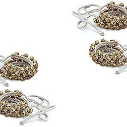 Brass Ghungroo White cotton string Bells (1.6 CM, 25+25, Pair, pack of 2 pair)-picture-0
