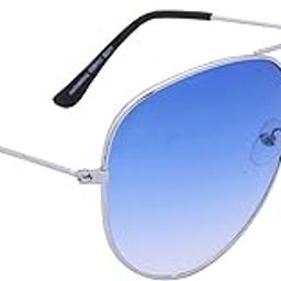 Men's and Women's UV Protected Aviator sunglasses (Silver, Blue, Medium)-picture-44