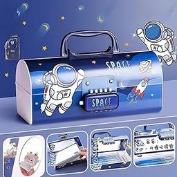 Storio Space Theme Pencil Box for Kids, Kids Pen & Pencil Box Suitcase Style Password Lock Pencil Case,Multi-Layer Pencil Box for Kids,Boys,Girls,Stationary Organizer Case,Return Gift-23