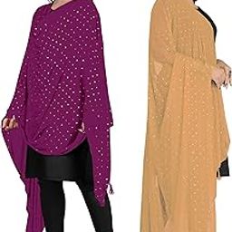 Women's Jaipuri Foil Printed Chiffon Dupatta Combo Pack of 2-image-22