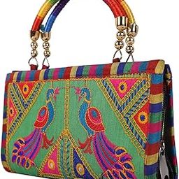 Craft Trade Clutch Bags for Women Ethnic Rajasthani Embroidered Mirror Work Cotton Hand Bags for Girls Handmade Purses for Ladies-1