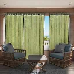 HIPPO 180 GSM Outdoor Sun Blocking Balcony Eyelet/Grommet Curtains Sun & UV Protection, Light Filtering 8FT Door Curtain (4.5FTX8FT, Avocado-Green, 2 PC)-image-33