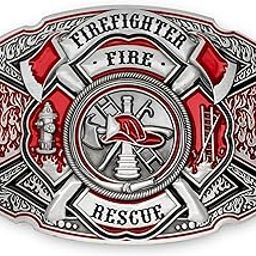 Firefighter Belt Buckle for Men | Custom Maltese Cross Buckle with Hand-Polished Antique Finish, Pewter, One Size-image-6