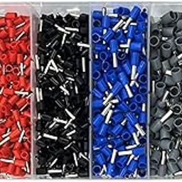 QUKAN 1250pcs HSC8 6-4A Tube Type Terminal Sent in White Black Red Blue Yellow Gray Mix Colors 0.25-10MM2 with Storage Case-picture-25