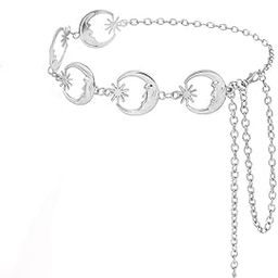 Silver Waist Chain for Women for Saree, Gold Waist Belt for Women Dresses, Moon Star Elements Metal Belly Chain, Stylish Clothes Accessories for Blazer, Suit, Dress, Jeans-picture-35