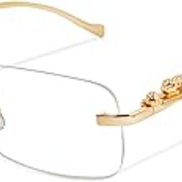Luxury Rimless Square Sunglasses Man and Woman Fashion Gradient Metal Leopard Retro Shades Rectangle Sun Glasses-image-18