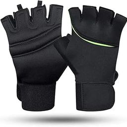 RAKSO Neoprene and Lycra Gym Gloves Unisex Weightlifting Gloves for Gym Workout, Cross fit, Fitness & Cross Training, Free Size (Made in India) Black-image-12