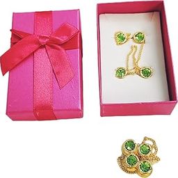 Hope Kart Brass Kurta Buttons for Men with Golden Chain Fancy Diamond Stylish Button Set for Women Kids, 1 cm Diameter, 23 cm Long, Pack of 1 (Leafy Green)-image-1