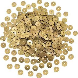 Embroiderymaterial Middle Hole Round Shape Glossy Brass Metal Sequins for Jewellery Making, Craft, Embroidery & DIY (5MM, Antique Gold, 100 Grams)-24