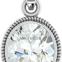 anuj sales 7.25 Ratti 6.50 Carat Natural White Zircon Pendant/Locket American Diamond Zircon Stone Silver Plated Metal Pendant for Men and Women-picture-38