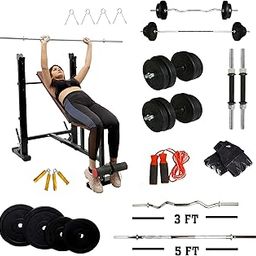 ALLFIT FITNESS 5 IN 1 HEAVY DUTY MULTI GYM (50KG) RUBBER DUMBBELL PLATES WITH 3FT+5FT (HEAVY) RODS AND DUMBBELL RODS-image-45