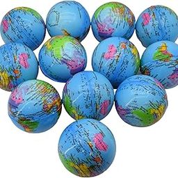 Asera 12 Pcs Soft Foam Sponge Balls with Globe Prints Light Weight- Kids Birthday Return Gifts (Globe Set of 12)-12