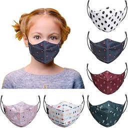 Kids 3D Mask Reusable, Washable, Breathable & Comfortable Stylish Face Mask with Adjustable Earloops for Boys Girls Children Gift, Cute Designer Fabric&Dust Protection Mask (Pack Of 6)-31