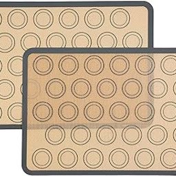Zollyss 2Pcs Silicone Baking Mats Non-Stick Macaroon Baking Mat, Heat-Resistant Cooking Bakeware Mat for Making Macarons, Pastry, Pizza, Bread-1