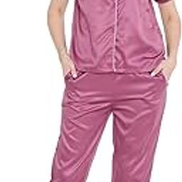 Women's Satin Solid Night Suit Shirt & Pyjama Set-picture-15