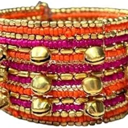 vivazs Hand Cuff Bangle Single Hand Adjustable Stretchable Wrap Bracelet Kada Design With Ghungroos For Women and Girls-picture-24