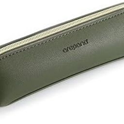 Vegan Leather Pencil Case & Organizer - Portable Premium Zipper Pouch for School, Office, and Travel - Multi-Use Organizer for Stationery|Cosmetic|Makeup Brushes-21cm x 5cm - Green-image-77