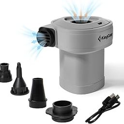 KingCamp Air Pump for Inflatables, Portable Quick-Fill Inflator/Deflator Air Mattress Pump Electric Air Pump with 4 Nozzles for Outdoor Camping Mat & Sleeping Pad-image-95
