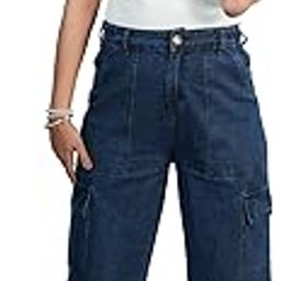 Pure Cotton Denim Cargo Pants | Relaxed Fit Baggy Pants with 6 Pockets | High Rise Korean Jeans | Casual Streetwear for Girls & Women (3 Colors, 9 Sizes)-image-19
