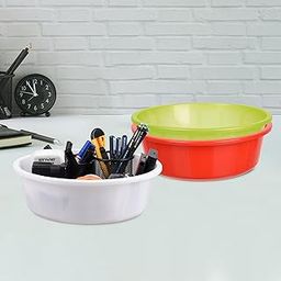 Homestic Pack of 3 Desk Organizer | Stationery Organizer | Multipurpose Organizer | Office Supplies for Pen-Pencil-Staplers | Desktop Organizer | 6 LTR | Red & Green & White-image-67