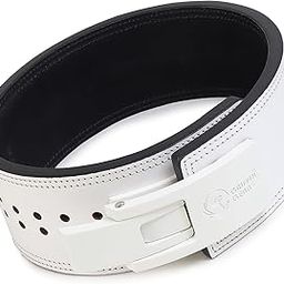 Griffin Gears® 10mm Lever Belt – White Leather Weightlifting Belt with White Buckle – Powerlifting Gym Belt for Men & Women – Heavy-Duty - Men & Women (White Belt White Buckle, L)-image-23