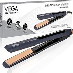 VEGA PROFESSIONAL Pro-Shine Slim Titanium Hair Straightener with 25mm Wide Rose Gold Titanium Floating Plates for Salon, Blue, (VPPHS-13)-image-6