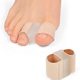 GREEYA Bunions Gel Toe Separators for Overlapping Toes – Breathable Fabric Bunion Corrector with Soft Gel Lining, Double Loop Design Toe Alignment – Pain Relief for Men & Women (1, L)-18