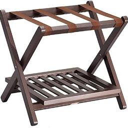 Wooden Luggage Rack with Shelf for Shoes, Accessories, Strong Bearing Sturdy Storage Free Space Wood Suitcase Rack Sheesham Wood Luggage Stand for Bedroom Hotel Guest Room with Solid Leg Quality A62-image-97