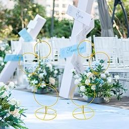 UJEAVETTE 2 Pieces Flower Display Stand Metal for Graduation Ceremony Events Reception Gold-image-21