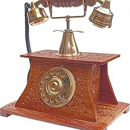 Ruwaza Art Creations Sheesham Wood Royal Maharaja Style Antique Vintage Design Model Telephone-26