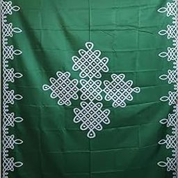 Shree Rangoli Floor Mat Kolam Design for All Festivals/House Hold Functions/Pooja Functions/Ceremonies Muggu Design Green Color 5 Feet Width * 8 Feet Length/Height (Green) (Green)-image-70