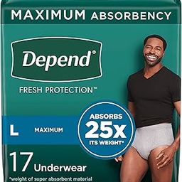 Depend Large, 17: Fit-Flex Incontinence Underwear For Men, Maximum Absorbency, L, Gray, 17 Count (Packaging May Vary)-image-7