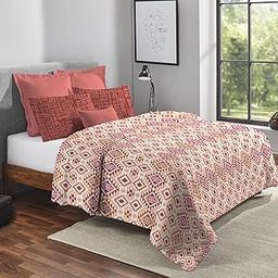 Trident Feather Tales Queen Size Reversible Comforter Double Bed Blanket, 144 Thread Count, 100% Cotton Shell with 120 GSM Polyfill, AC Blanket Double Bed, Quilt - Aria Red-image-29