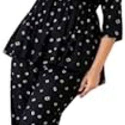 Women's Printed Rayon Palazzo Set, Black and White Floral, 3/4 Sleeve Top with Pants-23