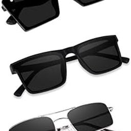 Combo offer Pack of 3 Square Non-Polarized Sunglasses Goggles::Karan Aujla Goggles:: Shades Combo Pack Of Full Black Shades With Black Goggles For Women::Goggles For Men MC-768 (Medium)-picture-26
