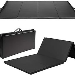 IRIS Exercise Mat, 4'x8' 4-Panel Folding Gymnastics Tumbling Mat with Carry Handle for Yoga, Aerobic Stretch-image-4