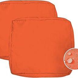 VAKADO Outdoor Patio Furniture Chair Cushion Replacement Covers Set of 2 Waterproof Orange Decorative Cushion Cases Decor for Bench Garden Porch Couch Tent (24"X24"X4")-image-16