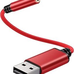 USB to 3.5mm Headphone Jack Audio Adapter, Support USB to TRRS 4-Pole 3.5 aux Port Headset, External Stereo Sound Card for PC, Laptop, PS4,Mac etc (0.6 Feet, Red)-28